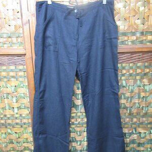 Black Linen Wide Leg Pant